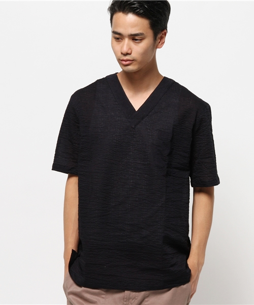 WHO'S WHO gallery(フーズフーギャラリー)の「【GIGGER】サッカーVネックTEE(Tシャツ/カットソー・メンズ・ホワイト/ネイビー/クリーム・LARGE/MEDIUM)」の3枚目の写真