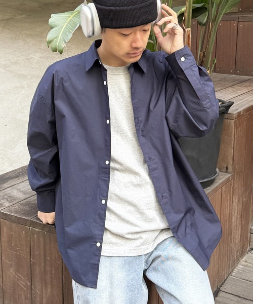 MAISON CLUB（メゾンクラブ）の「【MAISON CLUB】Broad L/S Oversized Regular Collar Shirt　/　Plain Stripe Plaid graphpaper pattern Shirt（シャツ/ブラウス・メンズ・ブラック系その他2/ブラウン/ホワイト/ホワイト系その他2/ブラック/ブルー/ネイビー/グレー/ベージュ/サックスブルー/ブルー系その他2/ネイビー系2/チャコールグレー/ブラック系その他3/サックスブルー系2/ホワイト系その他3/ブラウン系その他2・L/M）」の16枚目の写真
