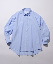 【MAISON CLUB】Broad L/S Oversized Regular Collar Shirt / Plain Stripe Plaid graphpaper pattern Shirt