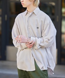 【MAISON CLUB】Broad L/S Oversized Regular Collar Shirt / Plain Stripe Plaid graphpaper pattern Shirt