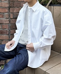 【MAISON CLUB】Broad L/S Oversized Regular Collar Shirt / Plain Stripe Plaid graphpaper pattern Shirt