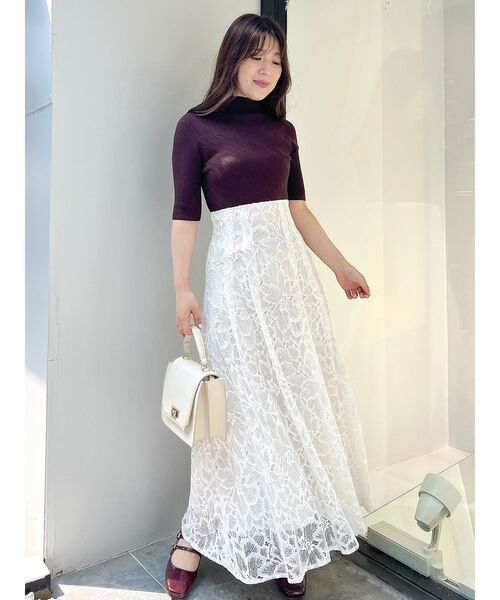 MERCURYDUO(マーキュリーデュオ)の「2WAYアシメネックビスチェ風リブニット(ニット/セーター・レディース・パープル/ダークブラウン/アイボリー/ブラック・FREE)」の7枚目の写真