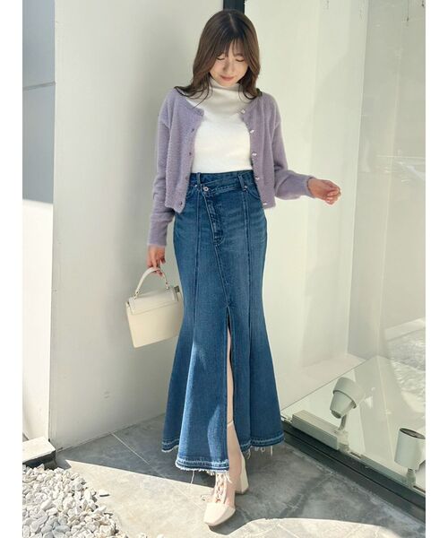 MERCURYDUO(マーキュリーデュオ)の「2WAYアシメネックビスチェ風リブニット(ニット/セーター・レディース・パープル/ダークブラウン/アイボリー/ブラック・FREE)」の13枚目の写真