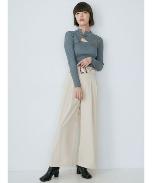 MURUA(ムルーア)の「チャイナタイトニット(ニット/セーター・レディース・アクア/イエロー/ブルー/ライトグレー/ブラック・FREE)」の8枚目の写真