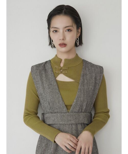 MURUA(ムルーア)の「チャイナタイトニット(ニット/セーター・レディース・アクア/イエロー/ブルー/ライトグレー/ブラック・FREE)」の9枚目の写真