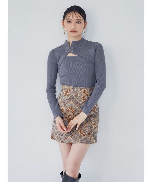 MURUA(ムルーア)の「チャイナタイトニット(ニット/セーター・レディース・アクア/イエロー/ブルー/ライトグレー/ブラック・FREE)」の11枚目の写真