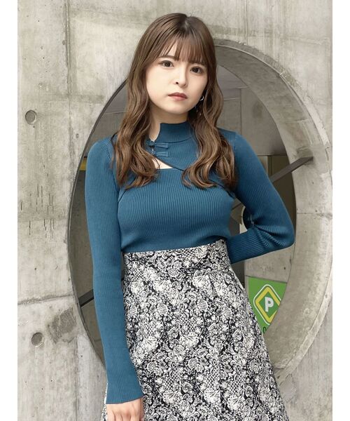 MURUA(ムルーア)の「チャイナタイトニット(ニット/セーター・レディース・アクア/イエロー/ブルー/ライトグレー/ブラック・FREE)」の18枚目の写真