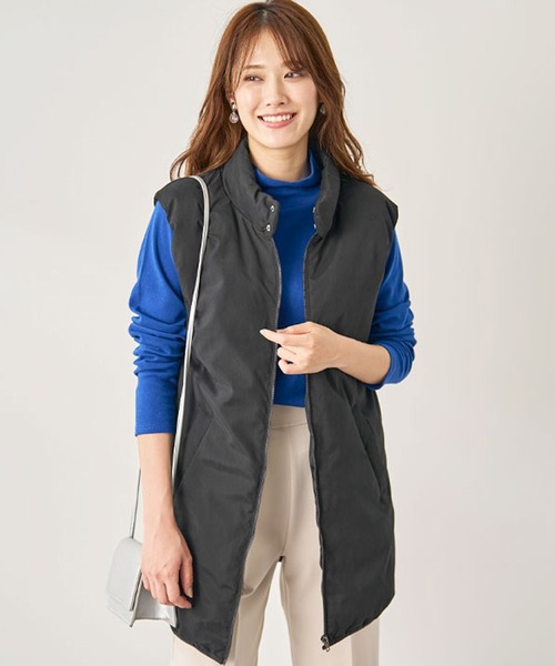 BELLUNA（ベルーナ）の「スタンド衿デザインノンキルト中わたベスト（ベスト・レディース・ブラック/カーキ/ライトベージュ・LARGE/MEDIUM/X-LARGE）」の3枚目の写真