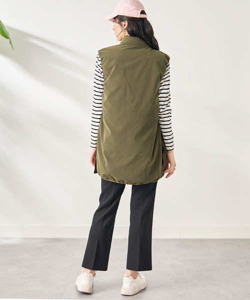 BELLUNA（ベルーナ）の「スタンド衿デザインノンキルト中わたベスト（ベスト・レディース・ブラック/カーキ/ライトベージュ・LARGE/MEDIUM/X-LARGE）」の11枚目の写真