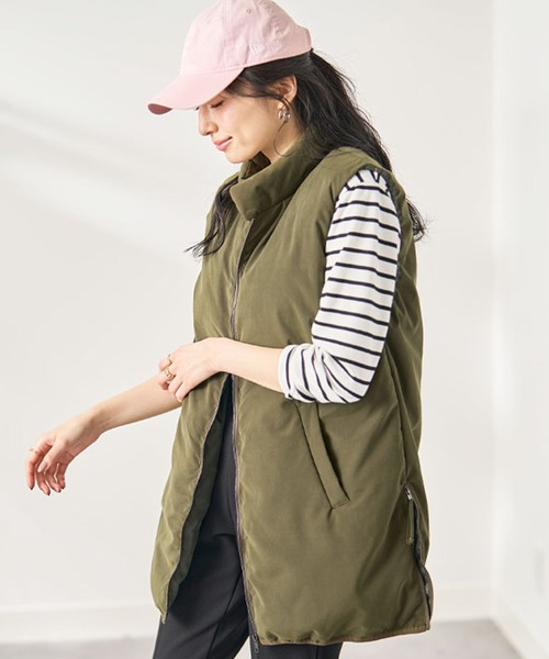 BELLUNA（ベルーナ）の「スタンド衿デザインノンキルト中わたベスト（ベスト・レディース・ブラック/カーキ/ライトベージュ・LARGE/MEDIUM/X-LARGE）」の15枚目の写真