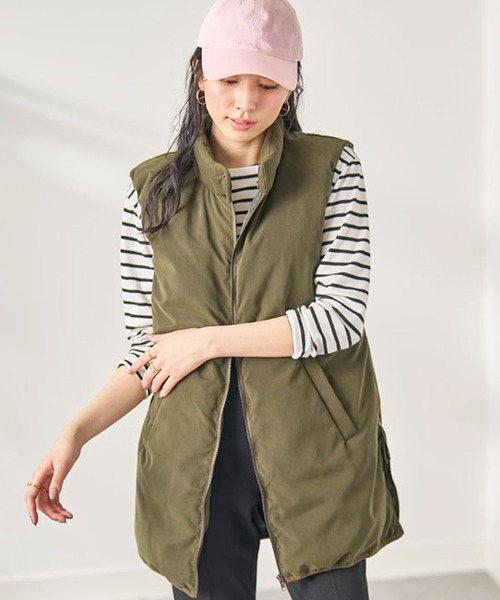 BELLUNA（ベルーナ）の「スタンド衿デザインノンキルト中わたベスト（ベスト・レディース・ブラック/カーキ/ライトベージュ・LARGE/MEDIUM/X-LARGE）」の18枚目の写真