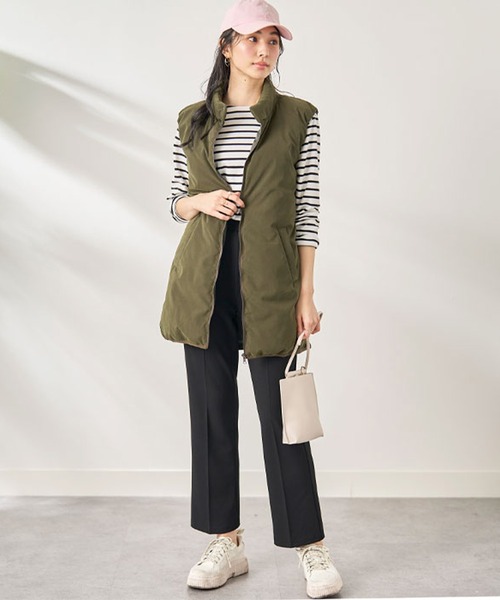 BELLUNA（ベルーナ）の「スタンド衿デザインノンキルト中わたベスト（ベスト・レディース・ブラック/カーキ/ライトベージュ・LARGE/MEDIUM/X-LARGE）」の14枚目の写真