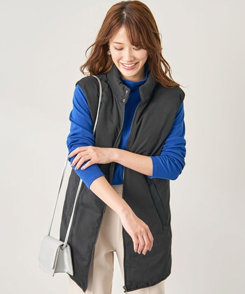 BELLUNA（ベルーナ）の「スタンド衿デザインノンキルト中わたベスト（ベスト・レディース・ブラック/カーキ/ライトベージュ・LARGE/MEDIUM/X-LARGE）」の6枚目の写真