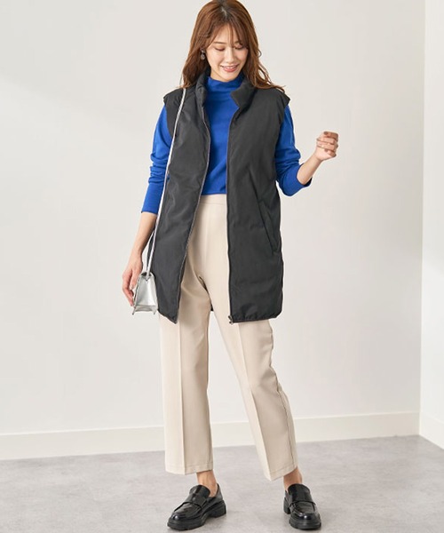 BELLUNA（ベルーナ）の「スタンド衿デザインノンキルト中わたベスト（ベスト・レディース・ブラック/カーキ/ライトベージュ・LARGE/MEDIUM/X-LARGE）」の5枚目の写真