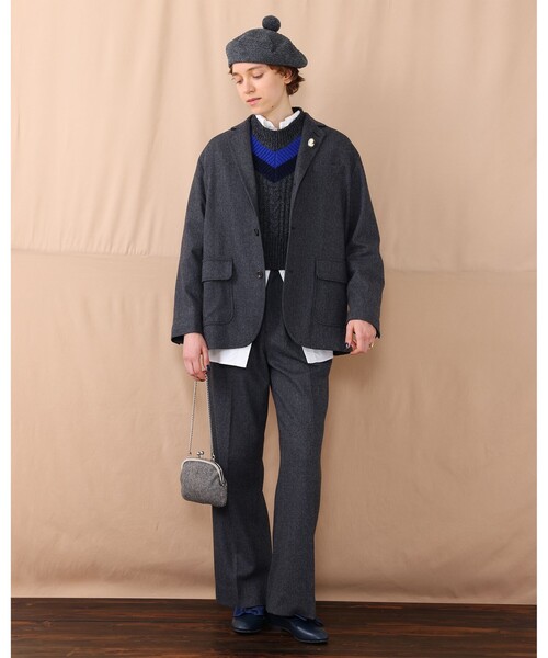 BEAMS BOY(ビームスボーイ)の「BEAMS BOY / ヘリンボーンツイル スラックス(スラックス・レディース・ブラウン/グレー・0/1)」の3枚目の写真