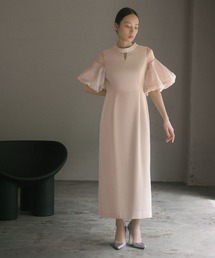 バルーン袖異素材ドッキング Iライン ロングワンピース　ドレス【GIRL】 77294337b_b_35_215.jpg