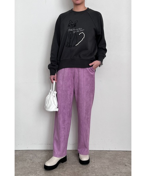 palm RICHE(ポームリシュ)の「ネコパールフロッキーTOPS(スウェット・レディース・サックスブルー/オフホワイト/チャコールグレー・M)」の21枚目の写真