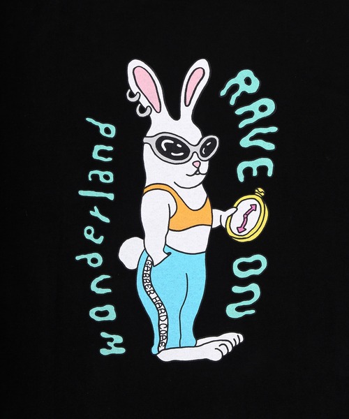 PUNYUS(プニュズ)の「RAVE ON WONDERLANDビッグTシャツ(Tシャツ/カットソー・レディース・ブラック/ホワイト/杢グレー・FREE)」の18枚目の写真