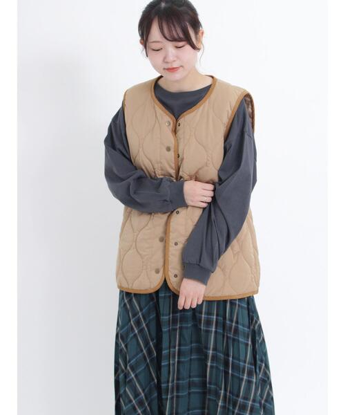 Samansa Mos2(サマンサ モスモス)の「キルティングベスト(ベスト・レディース・ベージュ/カーキ/ダークブラウン・F)」の12枚目の写真