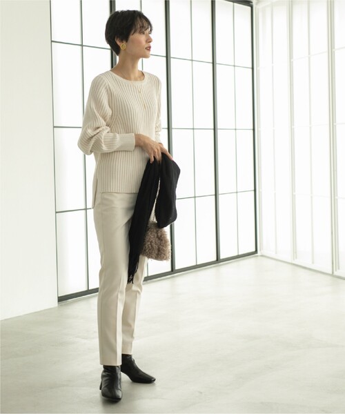 OPAQUE.CLIP（オペークドットクリップ）の「◆ローゲージリブボリュームスリーブニット【洗濯機洗い可】（ニット/セーター・レディース・ピンク系/ホワイト系その他3/オフホワイト/サンドベージュ・36/38/40/42）」の10枚目の写真