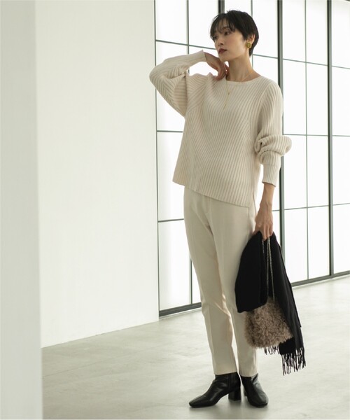 OPAQUE.CLIP（オペークドットクリップ）の「◆ローゲージリブボリュームスリーブニット【洗濯機洗い可】（ニット/セーター・レディース・ピンク系/ホワイト系その他3/オフホワイト/サンドベージュ・36/38/40/42）」の11枚目の写真