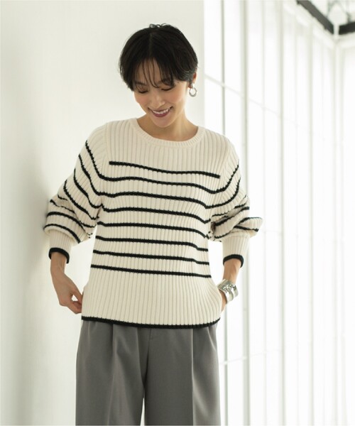 OPAQUE.CLIP（オペークドットクリップ）の「◆ローゲージリブボリュームスリーブニット【洗濯機洗い可】（ニット/セーター・レディース・ピンク系/ホワイト系その他3/オフホワイト/サンドベージュ・36/38/40/42）」の21枚目の写真