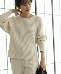 ◆ローゲージリブボリュームスリーブニット【洗濯機洗い可】