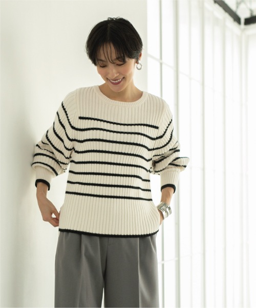 OPAQUE.CLIP（オペークドットクリップ）の「◆ローゲージリブボリュームスリーブニット【洗濯機洗い可】（ニット/セーター・レディース・ピンク系/ホワイト系その他3/オフホワイト/サンドベージュ・36/38/40/42）」の21枚目の写真