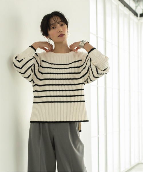 OPAQUE.CLIP（オペークドットクリップ）の「◆ローゲージリブボリュームスリーブニット【洗濯機洗い可】（ニット/セーター・レディース・ピンク系/ホワイト系その他3/オフホワイト/サンドベージュ・36/38/40/42）」の19枚目の写真