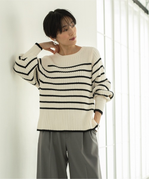 OPAQUE.CLIP（オペークドットクリップ）の「◆ローゲージリブボリュームスリーブニット【洗濯機洗い可】（ニット/セーター・レディース・ピンク系/ホワイト系その他3/オフホワイト/サンドベージュ・36/38/40/42）」の20枚目の写真