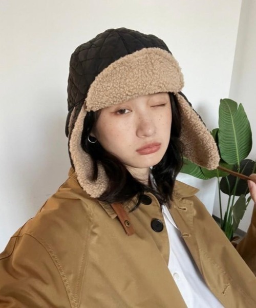 almo（アルモ）の「【LAMPOON】キルティングフライトキャップ（キャップ・レディース・アイボリー/ブラック・FREE）」の5枚目の写真