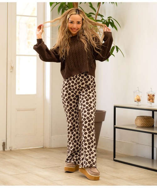 anap mimpi（アナップミンピ）の「バックオープンウエストリボンケーブルニットトップス（ニット/セーター・レディース・ブルー/ベージュ系その他/ブラウン・FREE）」の7枚目の写真