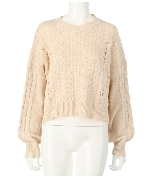 anap mimpi（アナップミンピ）の「バックオープンウエストリボンケーブルニットトップス（ニット/セーター・レディース・ブルー/ベージュ系その他/ブラウン・FREE）」の21枚目の写真