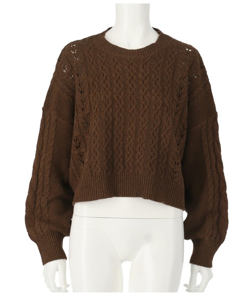 anap mimpi（アナップミンピ）の「バックオープンウエストリボンケーブルニットトップス（ニット/セーター・レディース・ブルー/ベージュ系その他/ブラウン・FREE）」の20枚目の写真