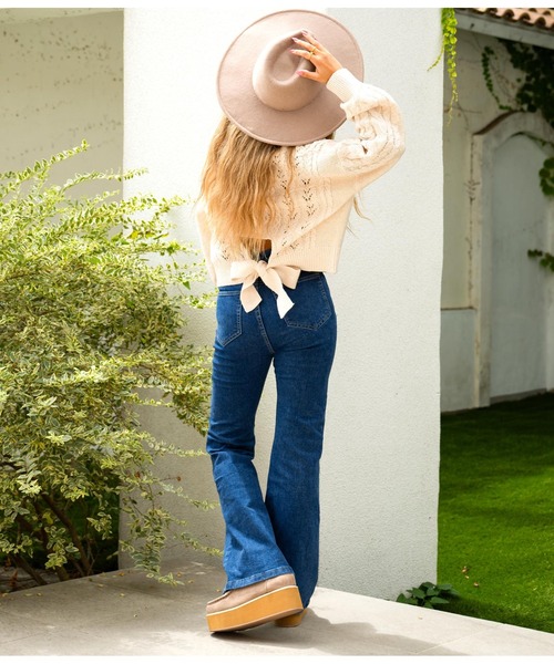 anap mimpi（アナップミンピ）の「バックオープンウエストリボンケーブルニットトップス（ニット/セーター・レディース・ブルー/ベージュ系その他/ブラウン・FREE）」の14枚目の写真