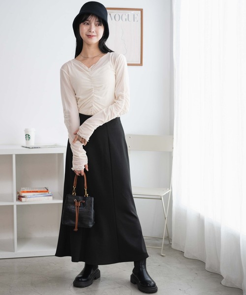 WEGO(ウィゴー)の「WEGO/キャミセットギャザーシアーロンT(Tシャツ/カットソー・レディース・ブラック/オフホワイト・FREE)」の13枚目の写真