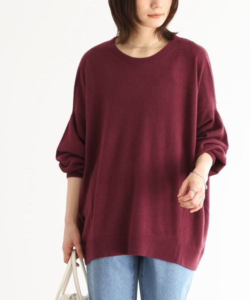 n'OrLABEL(ノアールレーベル)の「カシミヤタッチ変形ドルマンニット(ニット/セーター・レディース・ワイン/グレイッシュベージュ/カーキ/ブラック/グレー/ロイヤルブルー・FREE)」の6枚目の写真