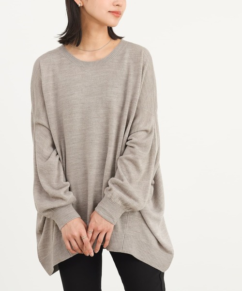 n'OrLABEL(ノアールレーベル)の「カシミヤタッチ変形ドルマンニット(ニット/セーター・レディース・ワイン/グレイッシュベージュ/カーキ/ブラック/グレー/ロイヤルブルー・FREE)」の1枚目の写真