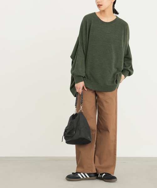 n'OrLABEL(ノアールレーベル)の「カシミヤタッチ変形ドルマンニット(ニット/セーター・レディース・ワイン/グレイッシュベージュ/カーキ/ブラック/グレー/ロイヤルブルー・FREE)」の20枚目の写真