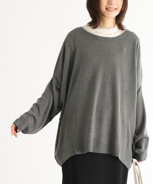 n'OrLABEL(ノアールレーベル)の「カシミヤタッチ変形ドルマンニット(ニット/セーター・レディース・ワイン/グレイッシュベージュ/カーキ/ブラック/グレー/ロイヤルブルー・FREE)」の18枚目の写真