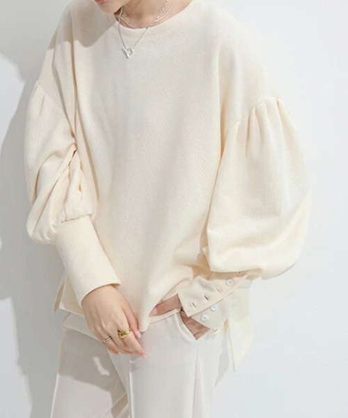 deux amour(ドゥーザムール)の「袖ボリュームスリーブトップス(Tシャツ/カットソー・レディース・チャコールグレー/ブラック/グレー/アイボリー・FREE)」の2枚目の写真
