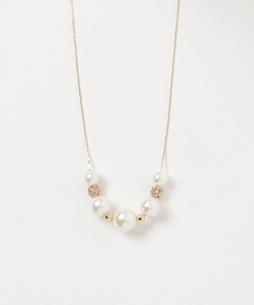 Three Four Time(スリーフォータイム)の「パール×ロンデルネックレス【結婚式/パーティ/フォーマル/デイリー】(ネックレス・レディース・シルバー/ゴールド・FREE)」の5枚目の写真