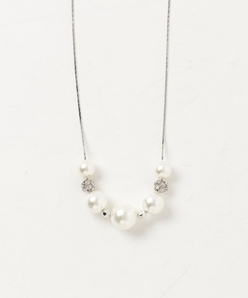 Three Four Time(スリーフォータイム)の「パール×ロンデルネックレス【結婚式/パーティ/フォーマル/デイリー】(ネックレス・レディース・シルバー/ゴールド・FREE)」の6枚目の写真