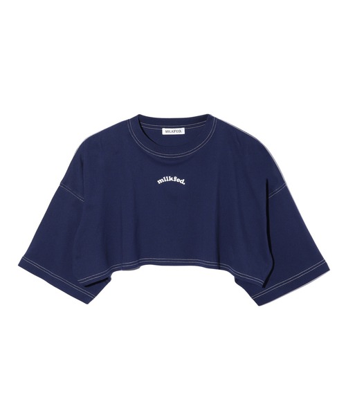 MILKFED.(ミルクフェド)の「CROPPED TOP(Tシャツ/カットソー・レディース・ホワイト/ライトブルー/ネイビー・ONE SIZE)」の3枚目の写真