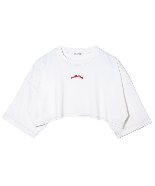 MILKFED.(ミルクフェド)の「CROPPED TOP(Tシャツ/カットソー・レディース・ホワイト/ライトブルー/ネイビー・ONE SIZE)」の2枚目の写真