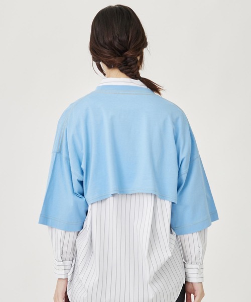 MILKFED.(ミルクフェド)の「CROPPED TOP(Tシャツ/カットソー・レディース・ホワイト/ライトブルー/ネイビー・ONE SIZE)」の5枚目の写真