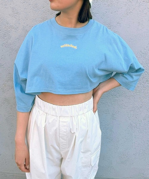 MILKFED.(ミルクフェド)の「CROPPED TOP(Tシャツ/カットソー・レディース・ホワイト/ライトブルー/ネイビー・ONE SIZE)」の14枚目の写真