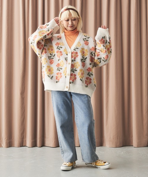 MERLOT（メルロー）の「フラワーカーディガン（ニット/セーター・レディース・イエロー/ブルー・FREE）」の5枚目の写真