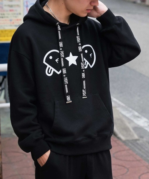 10月末まで限定値下げ！アルバムディファミリア　フード　パーカー ROUXDI PERFE ルゥディパフィー]フロントベーマークロゴ紐フード