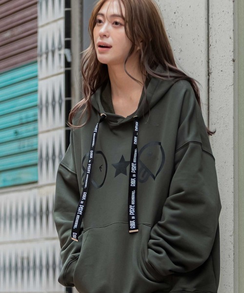 ROUXDI PERFE ルゥディパフィー]フロントベーマークロゴ紐フード